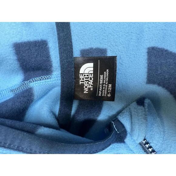 The North Face Glacier sky blue/navy full zip fleece hoodie Size 6-12 Months - Picture 7 of 8
